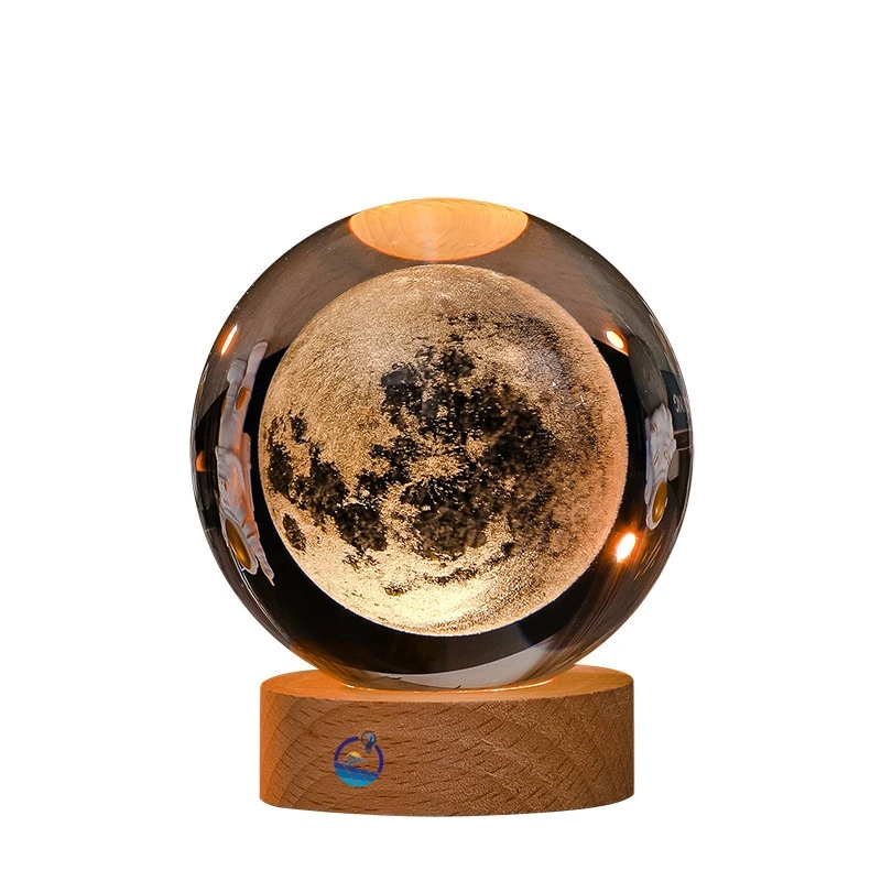 Creative Romantic Home Led Lights Wooden Base Ball Shaped Night Lamp Indoor Living Room Bedroom Table Light