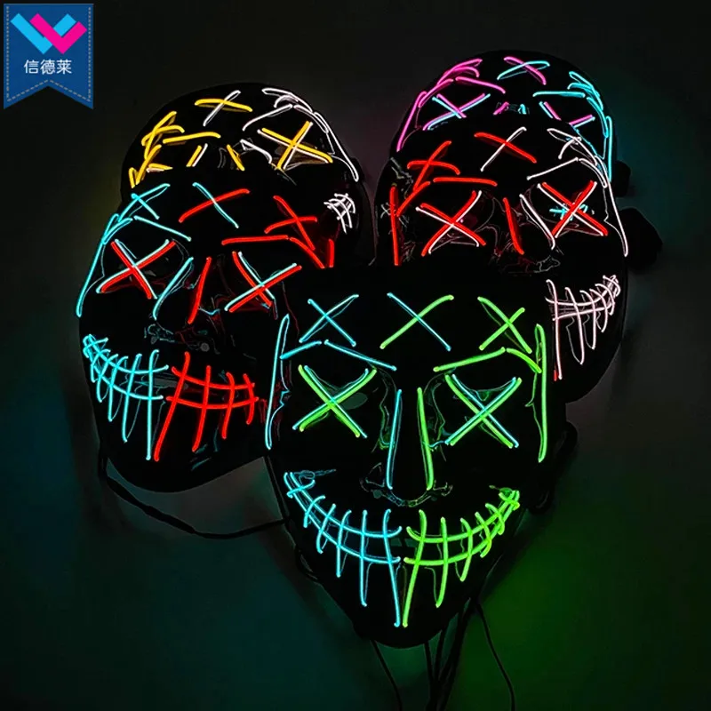 TW-M098 New Halloween Party Mask EL Neon Glowing Mask Light up LED Mask For DJ Party Festival Halloween Cosplay Costume Masque