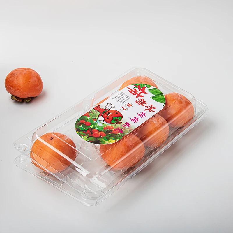 High-grade fruit packing container transparent persimmon crisper thickened plastic fruit  container with lid