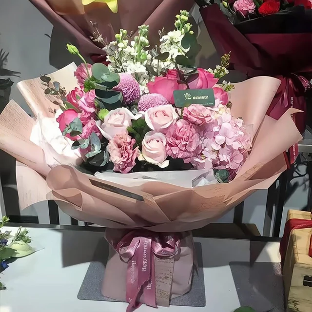 Wholesale korean style waterproof rose floral bouquets packing plastic roll tissue flowers wrapping paper packaging