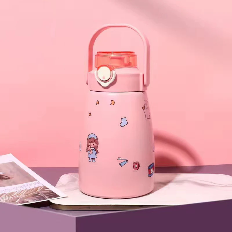 thermal flask sports metal smart iron fo shan sichuan coffee double layer stainless steel baby sippy thermos cup/mug with straw