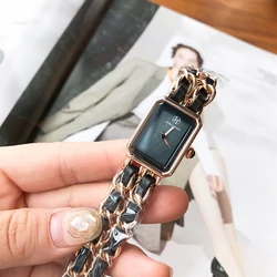 2022 Vintage Fashion Crystal Rose Gold Square Ladies Watch Bracelet Cheap Quartz Watch