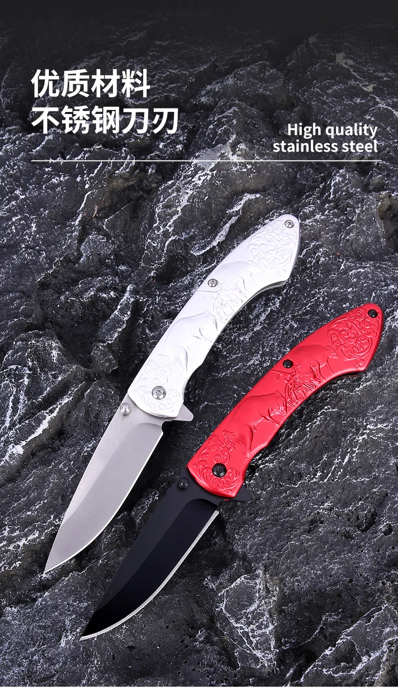 2023 popular edge knives black blade coated pocket knife with Aluminum Alloyed handle