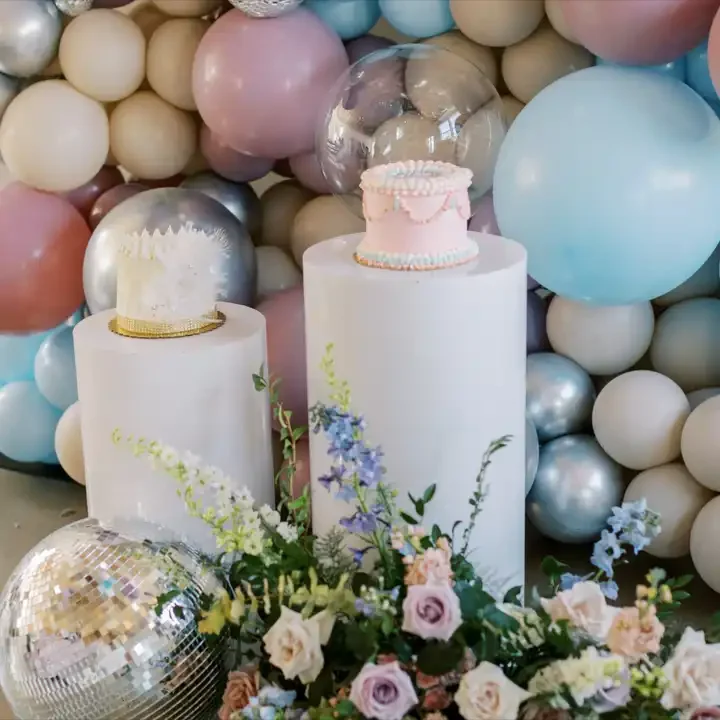 plinths round acrylic pedestals stand display platform white Acrylic cylinder party round cake  plinths