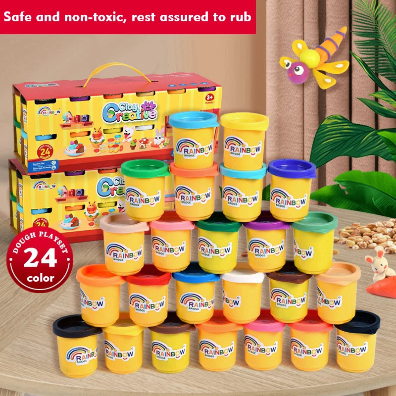 Bview Art 50g canned colored clay refill 24 colors large cup bottle wheat flour handmade Plasticine kindergarten DIY toys