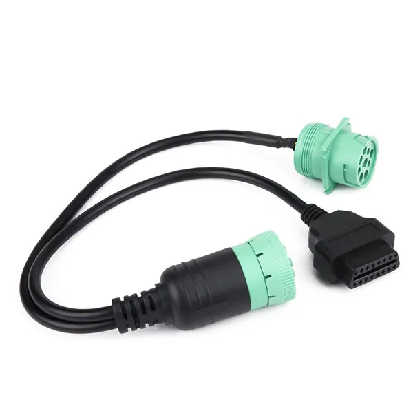 
9 Pin to OBD2 Interface Truck Y-Cable Adapter OBDII Y Splitter Connector Truck 16Pin Male to Female J1939 