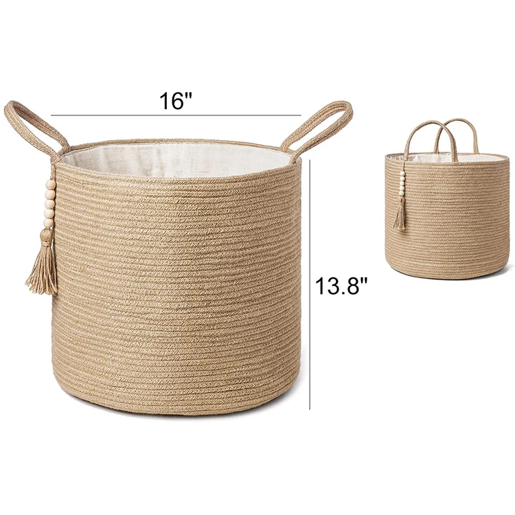 Newest Design Small Cotton Rope Plant Basket - Water Hyacinth Basket Woven Flower Pot with Handle