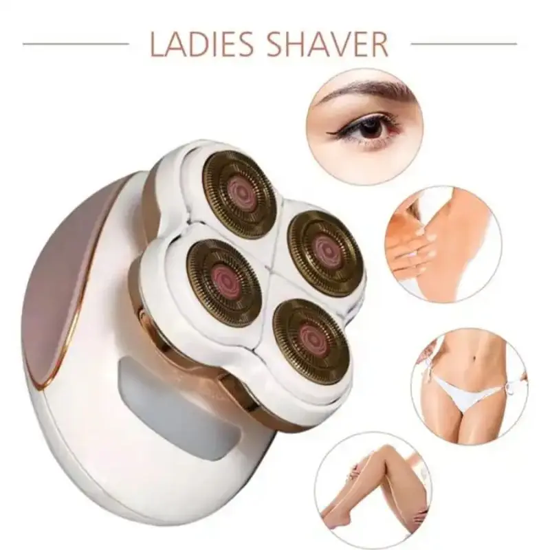 Cross Border New Four Heads Shaver Ladies Electric Rechargeable Epilator Thigh Plucker Four Heads Shaving Heads