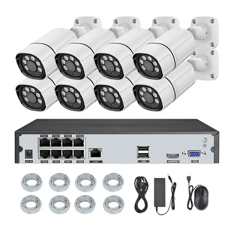 High quality 5 MP 8 CH NVR Outdoor Security Remote HD IP Motion Detection Bullet Waterproof POE CCTV Camera System