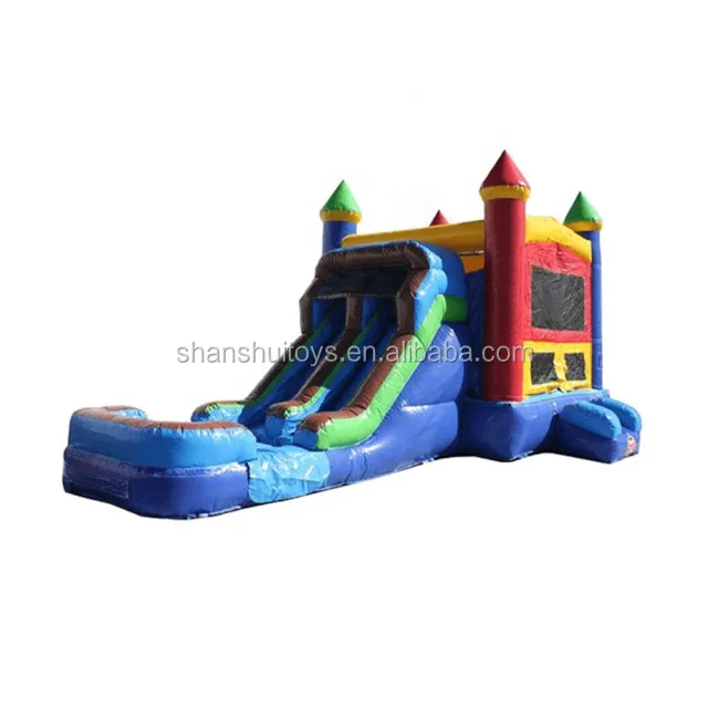 Customized Air bouncer with water slide inflatable trampoline inflated jumper house kids bouncer slide