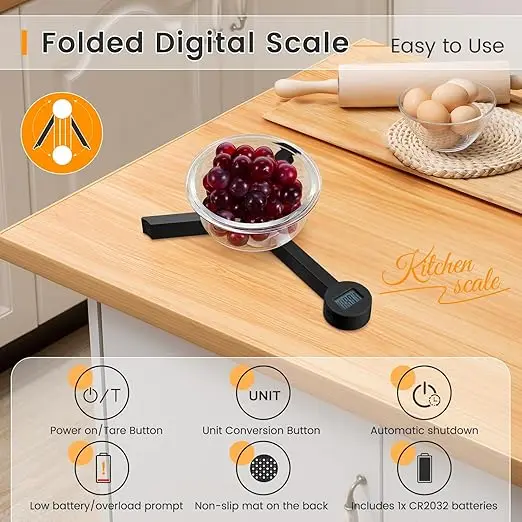 New Arrivals Foldable Kitchen Electronic Scales Portable ABS Digital Food Storage Kitchen Ultra thin Food Balance Scales