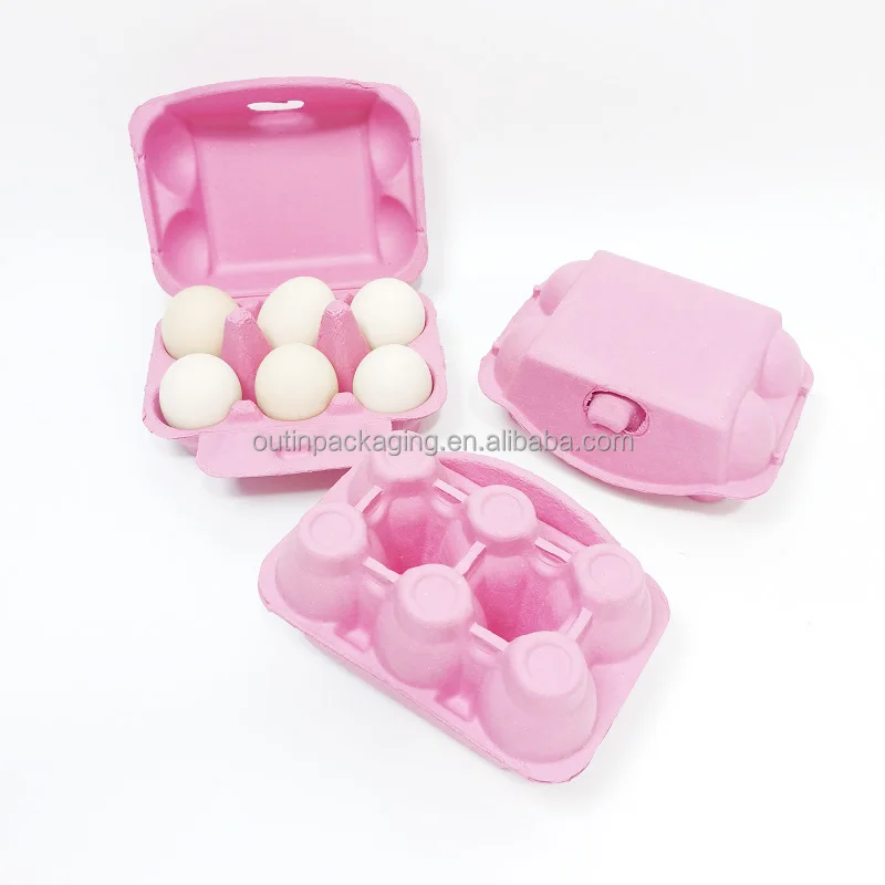 Recycled Custom Logo Paper Packaging Pulp 6 Empty Colorful Egg Boxes Tray Cartons Wholesale Egg Trays Packing Material Rectangle
