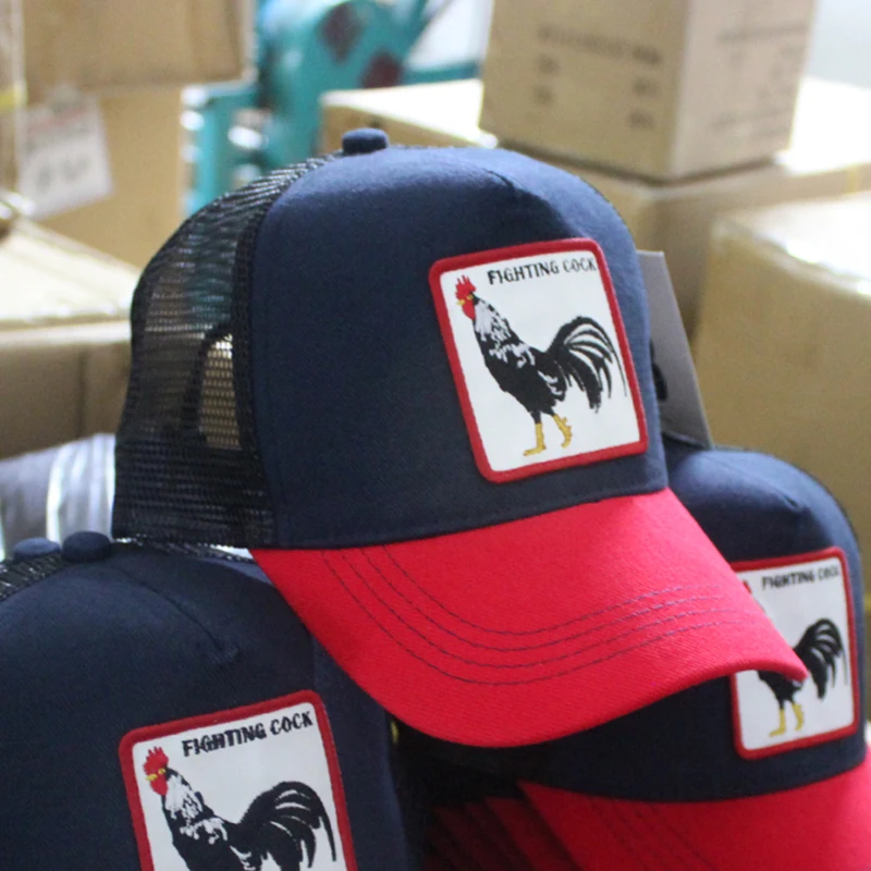 New Fashion Design Cotton Baseball Cap Men Women Hip Hop 5 Panel Navy Mesh Animal Trucker Hat with Custom Logo