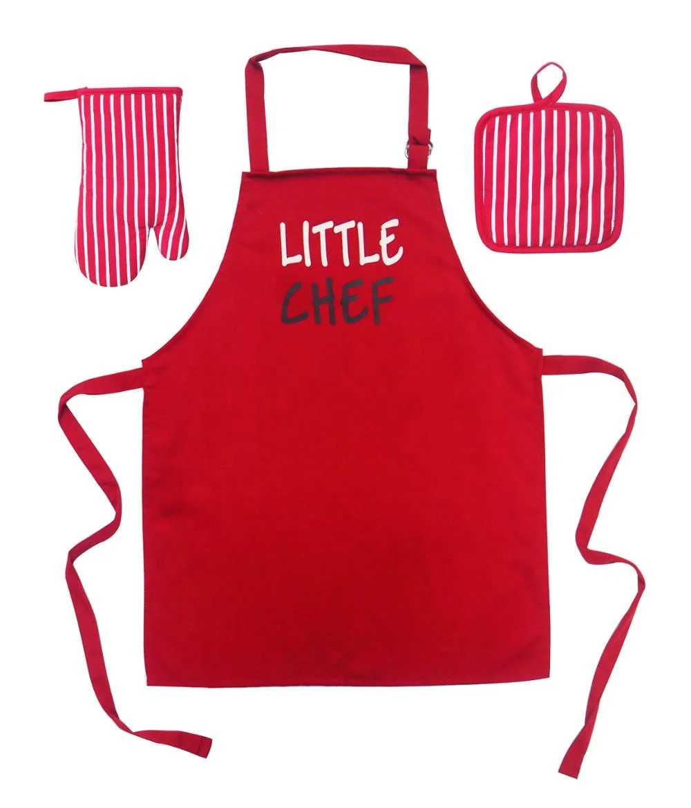 banking cooking bib custom logo embroidered cartoon children apron child hat set chef kitchen canvas kids apron
