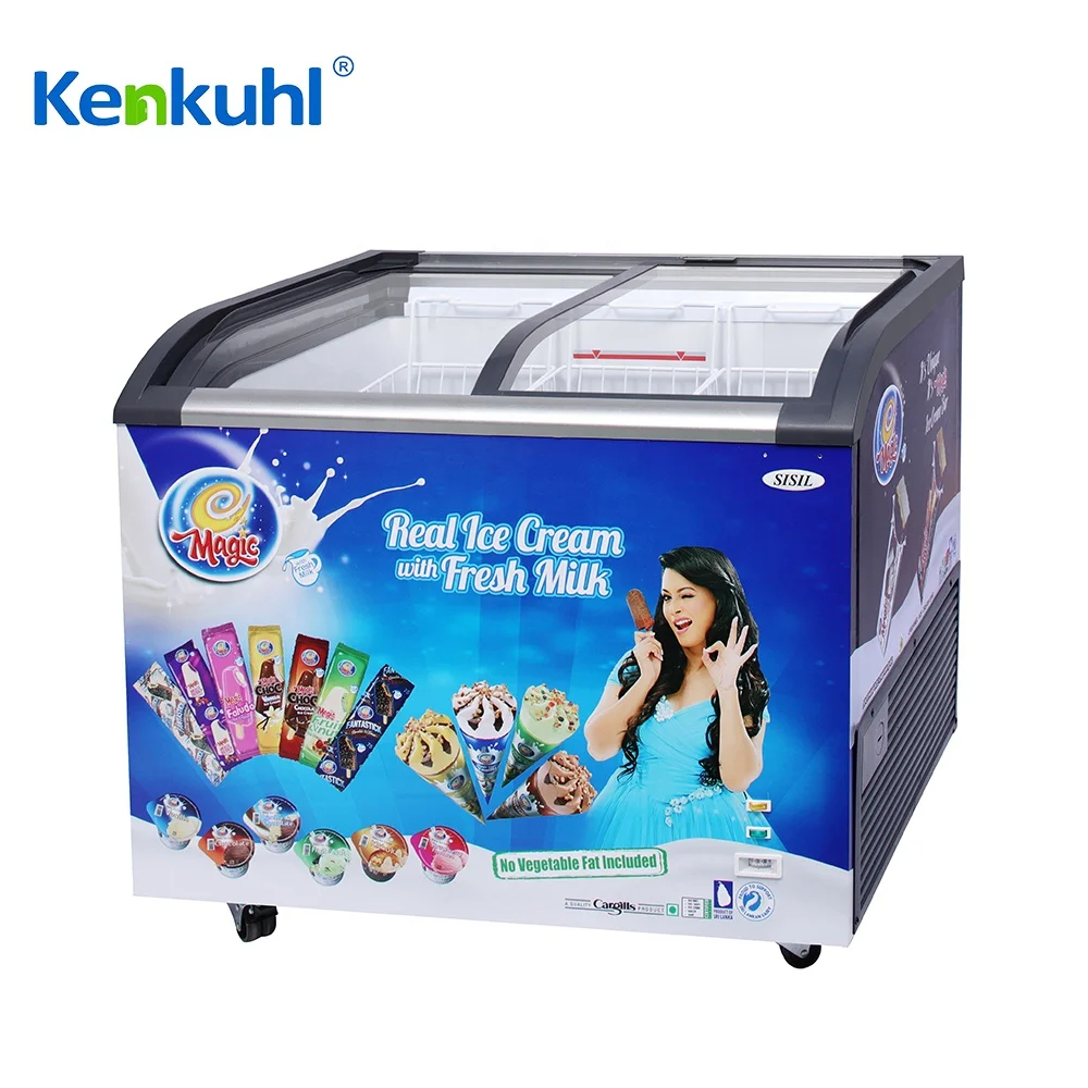 Popsicle display freezer glass door 300L