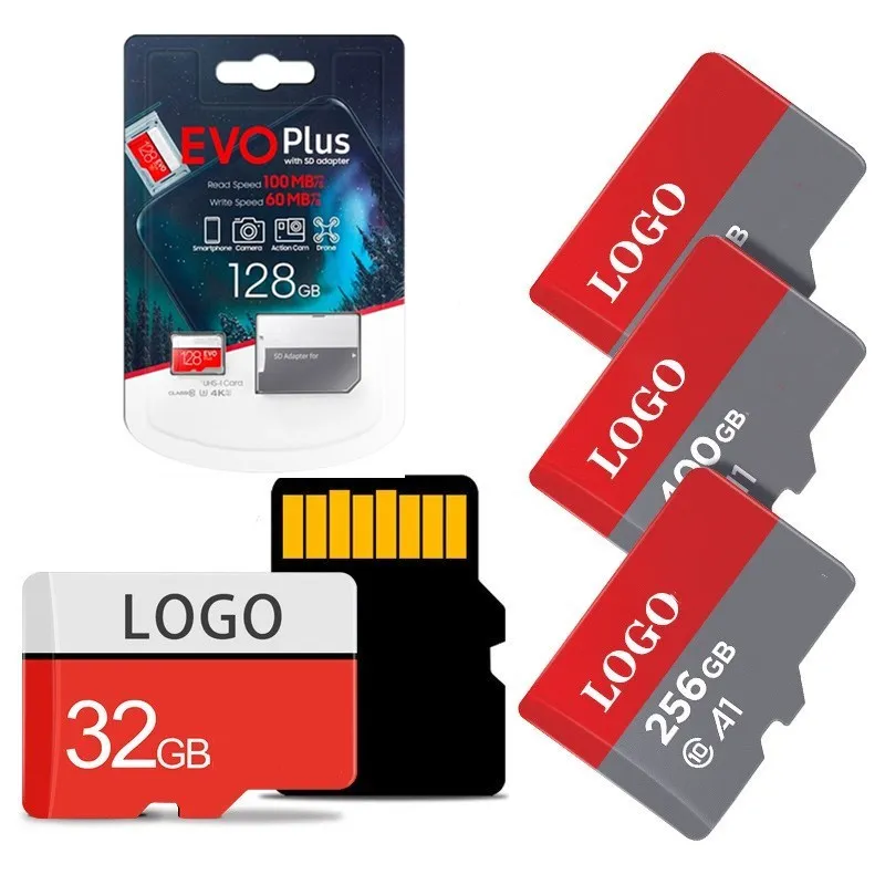 Wholesale Evo Plus Class 10 Memory Cards 32GB 64GB 128GB 256GB Mini TF SD Card with Free Adapter