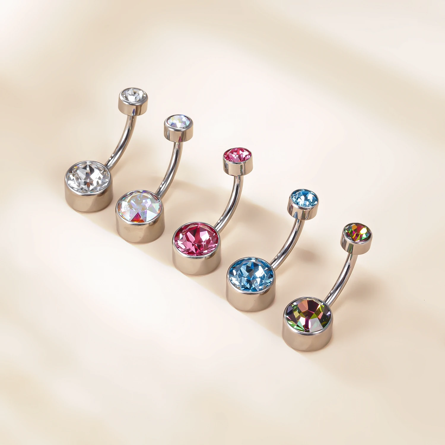 Wholesale ASTM F136 Titanium Hot High Quality Bezel Setting Opal Stone 14G Belly Button Navel Rings