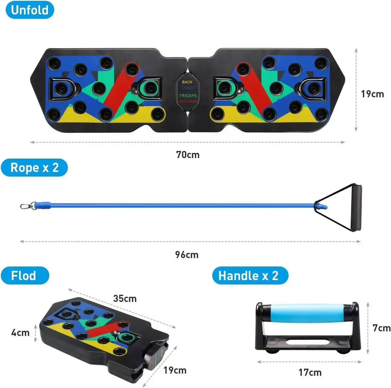 Home indoor fitness equipment muscle training body building push up rack board system with exercise bands