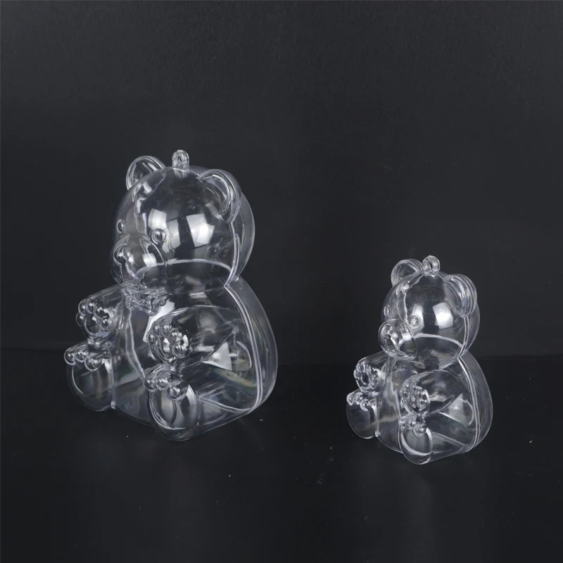 Personalized Bear Shaped Candy Packaging Boxes Clear Gift Cartoon Plastic Bear Box  For Christmas Party