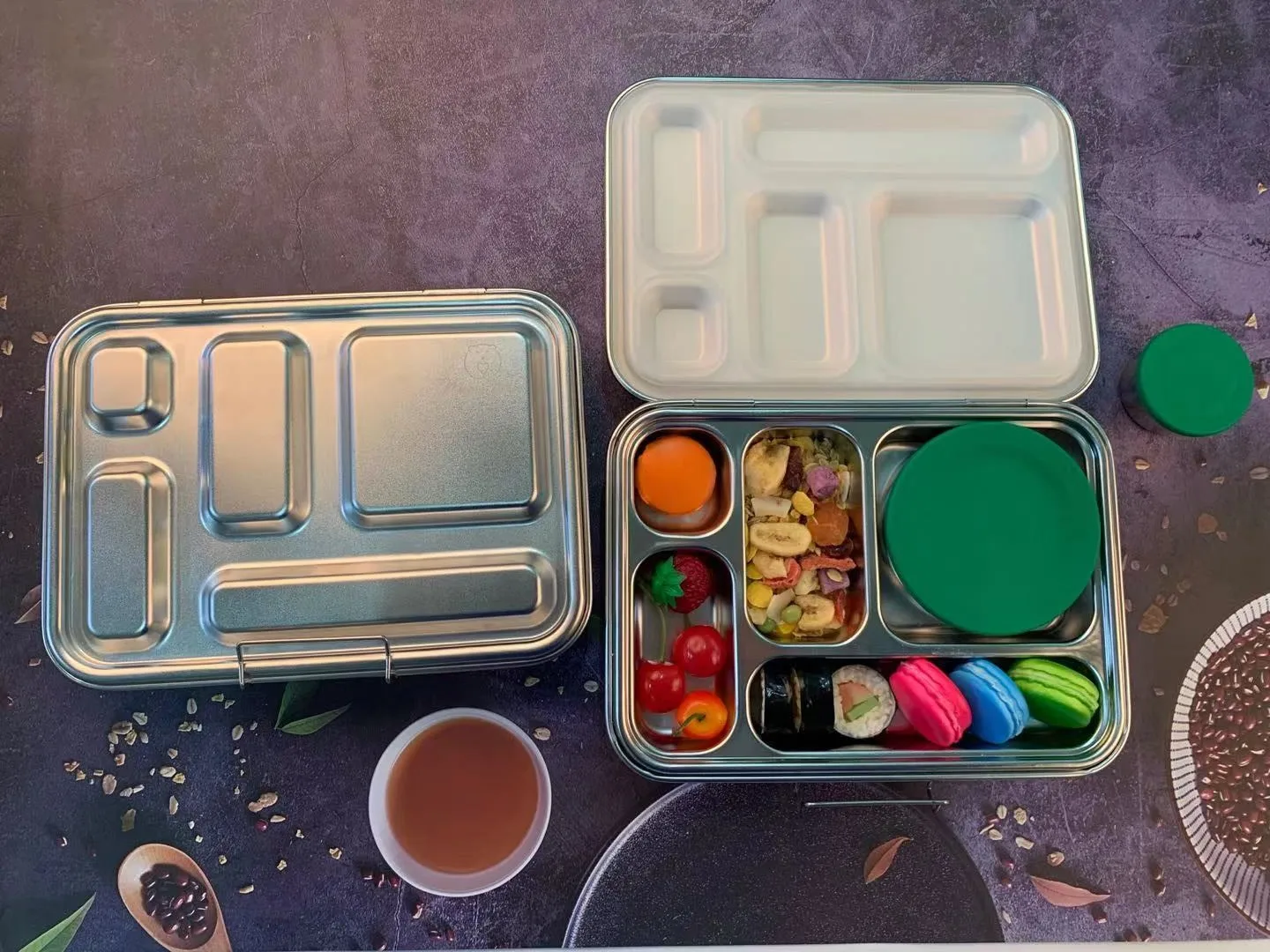 Aohea 5 разделитель из нержавеющей стали bento Ланч-бокс для детей безопасная мытья в посудомоечной машине школьная герметичная коробка бенто