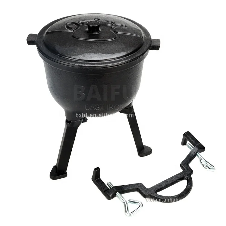 Heavy duty Cast Iron Poland Pressure Cooker  Cast iron hunting pot Kettle Cauldron  cast iron potjie pot with 3 legs