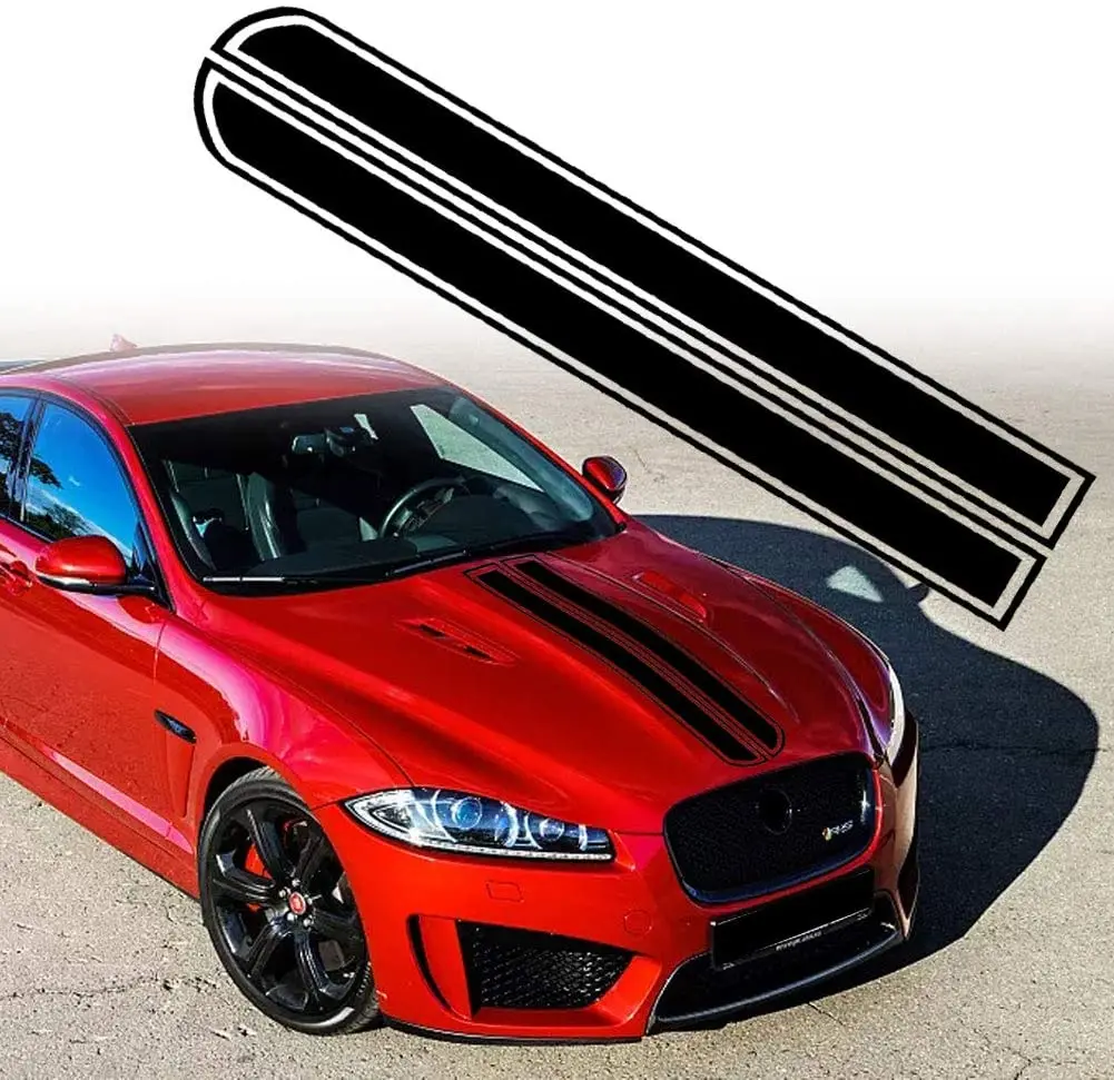 Car Hood Stripe Sticker Auto Racing Stripes Body Side Decal Hood Vinyl Stripe Sticker Decoration for Car Vehicles