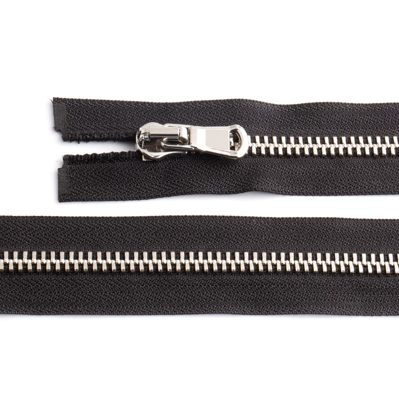 Manufacturer Silver Tooth Brass Custom Zipper Material Zipper 2 Way Metal Zipper