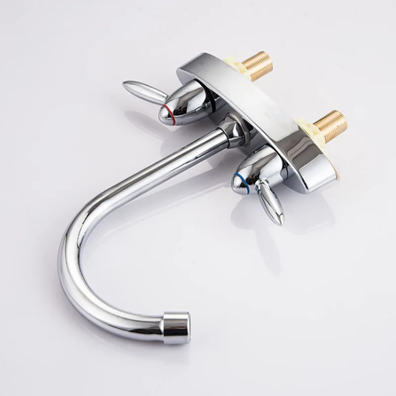 Good Quality Deck Mounted Faucet Economic Kitchen Water Tap Double Handles Sink Mixer Taps Hot and Cold Basin Faucets