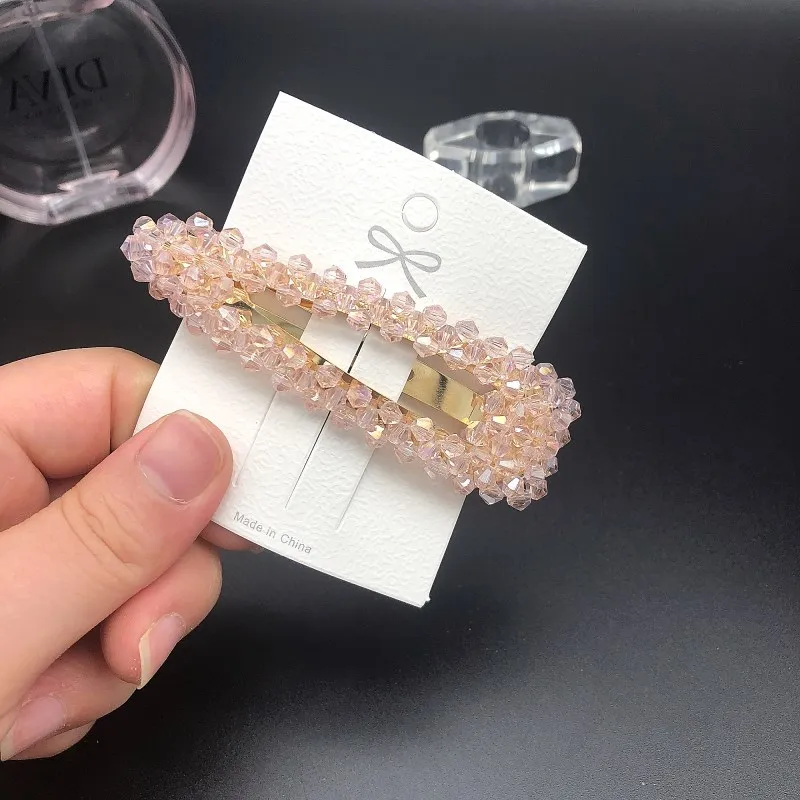 
New Korean style crystal headdress charm clear crystal vintage barrette for girl hair clip a word clip accessories 