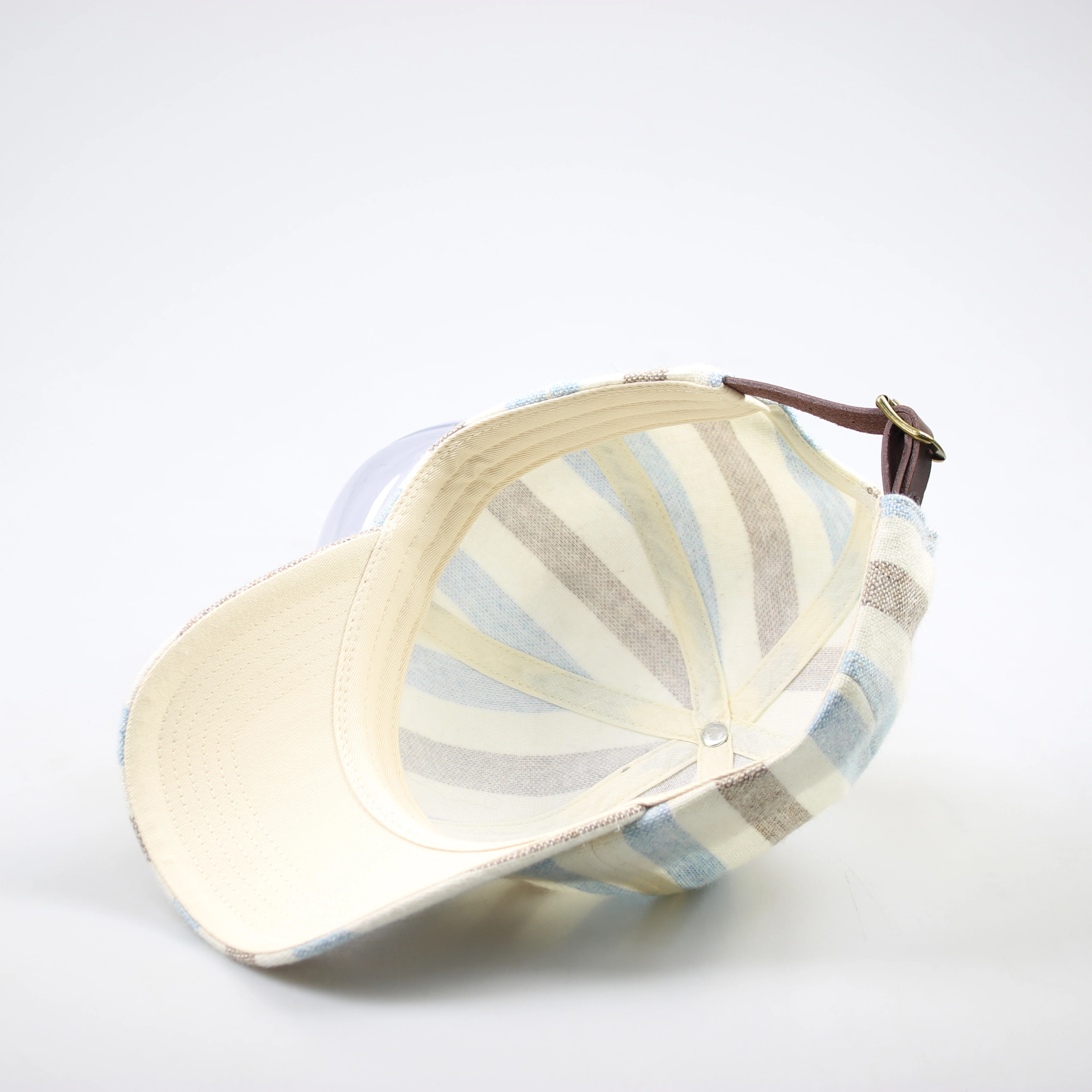 Customized Light Weight Cotton Fabric 6 Panel Baseball Cap Blank Hat Sport Cap With Rubber Strap Metal Buckle