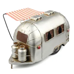 Classic Retro Iron Metal Tin Car Model Decoration Ornaments Home Furnishing Vintage Trailer Nostalgic Gift Decoration Room
