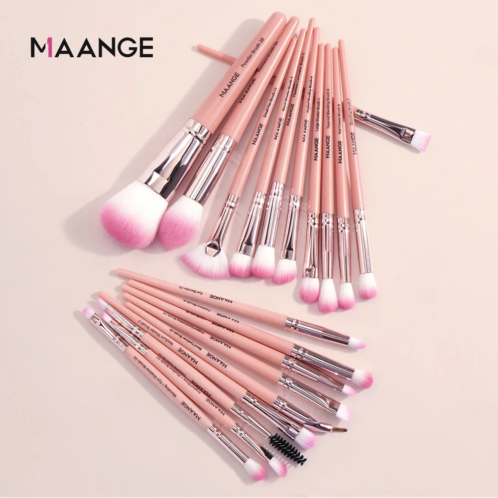 MAANGE Factory Direct Pink Makeup Brushes for Foundation Blusher Eyeliner Best Beauty Tools for Face Blending Cosmetics