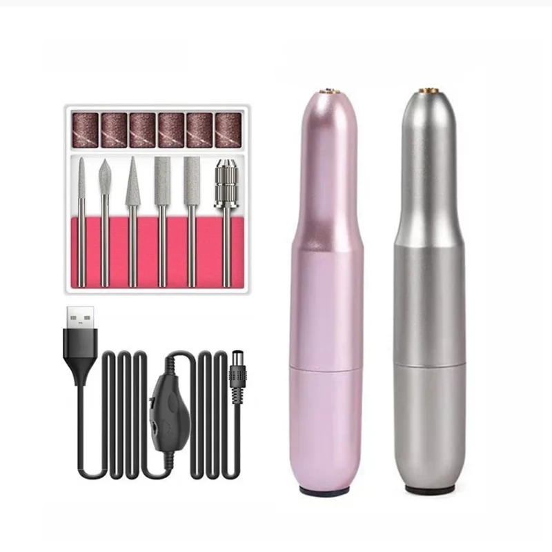 Electric Nail Drill Machine Nail Grinder Nail Polishing Machine USB Light Portable Mini Electric Manicure Art Pen Equipment