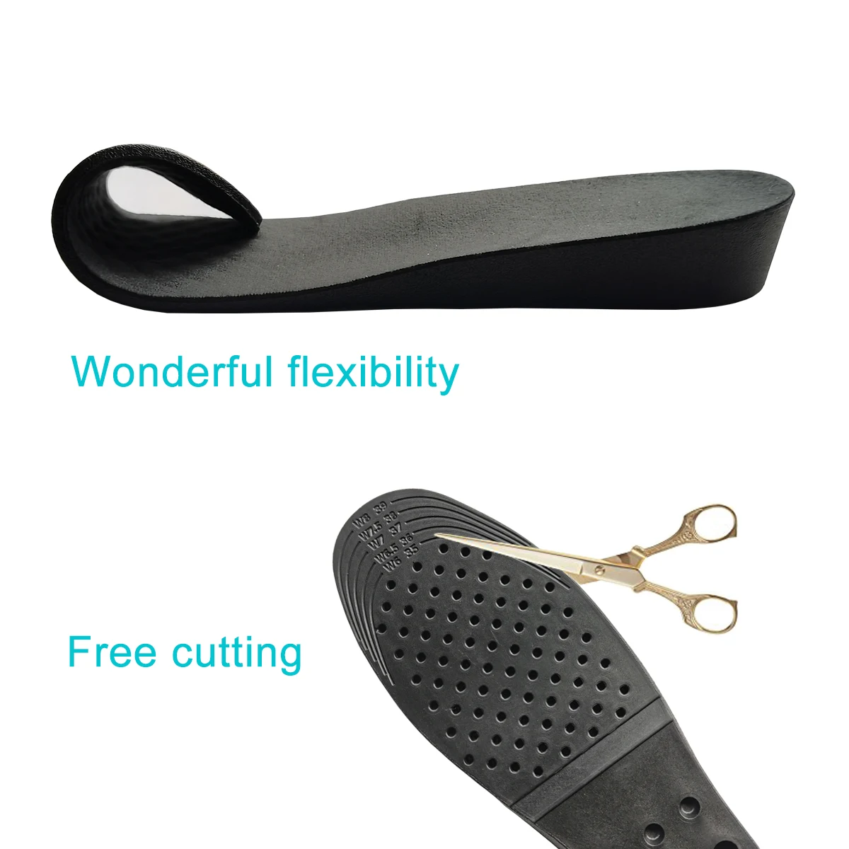 3 Layers 7.5CM PU Foam Adjustable Height Increase Insole Air cushion Shoe Lifts shock absorption heel Elevator Shoes Insole