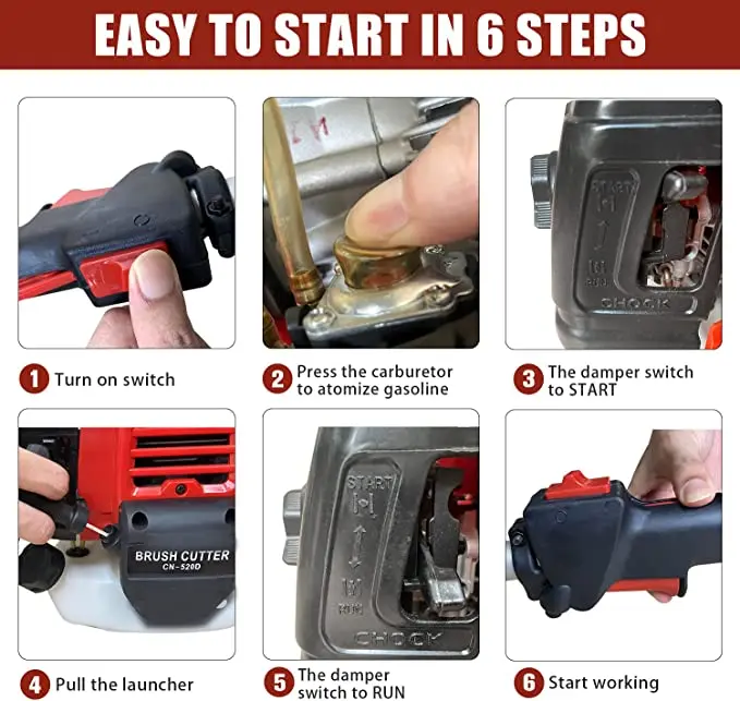 Trimming Tool 52cc 2-Stroke Engine Garden Tool System with Hedge  Brush Cutter