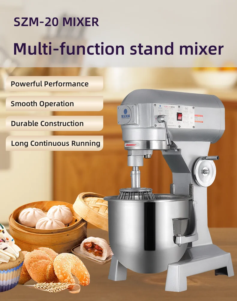 Bakery Flour Kneader 20L Planetary Dough Mixer Bread Pizza Production Line Tabletop Planetary Cake Mixer Food Mixer