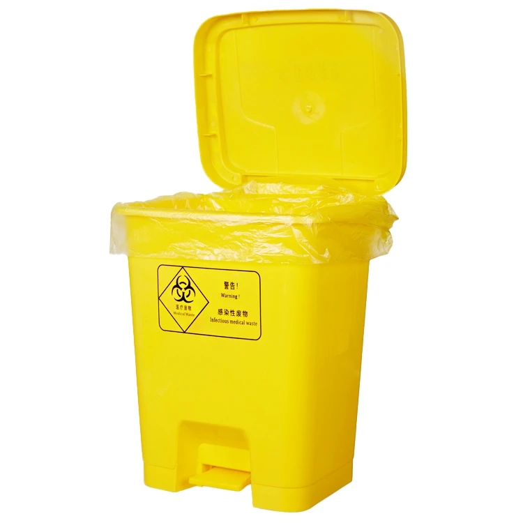 Durable Yellow Hazardous Waste Trash Bag Logo Printing Plastic Medical Garbage Bag For Medical Waste Disposal
