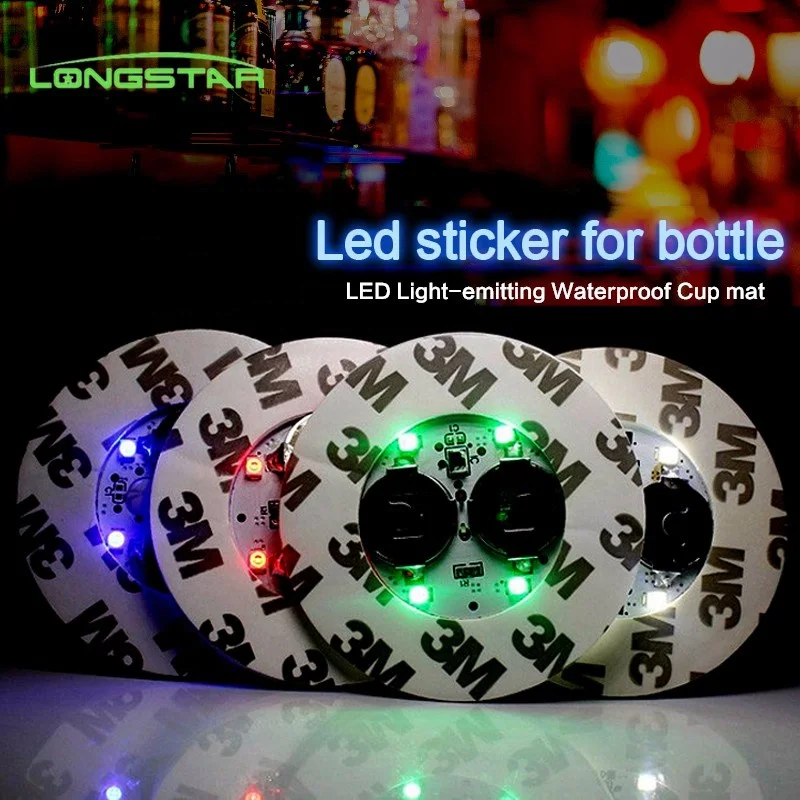 LED Coasters Light UP Coasters LED Bottle Lights Bottle  LED Bar Coaster Bottle Light Sticker For Party Wedding LED sticker