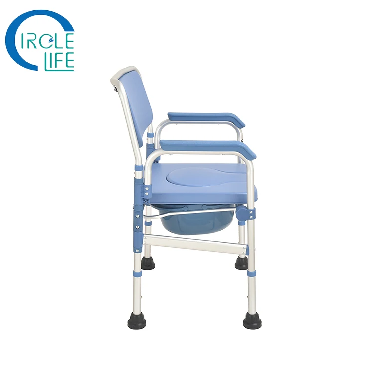Wholesale shower aluminium portable height adjustable folding toilet commode chair for elderly