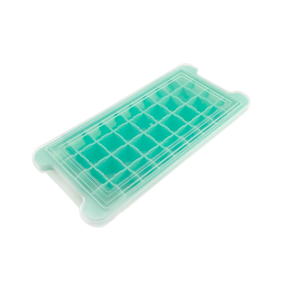 Eco-friendly Silicone Ice Cube Maker Molds with Lid, Flexible Ice Cube Trays with Lids