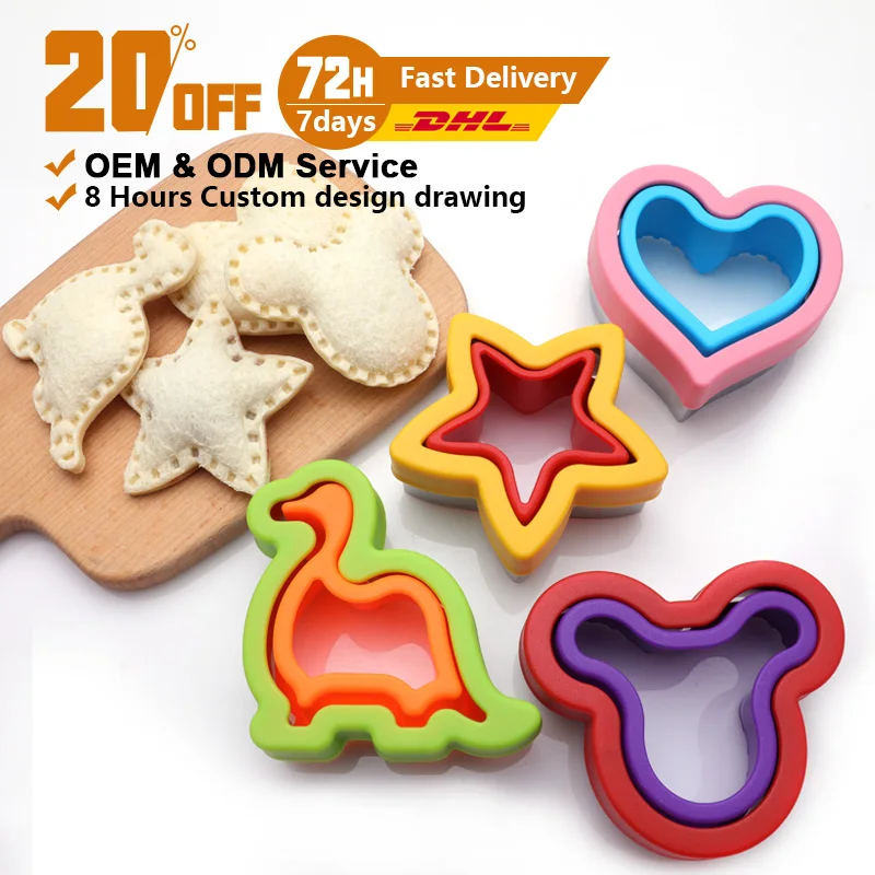 Kitchen Kids Food Accessories Cookie Cutter Cortadores De Sandwich Para ninos Set Sandwich Cutters
