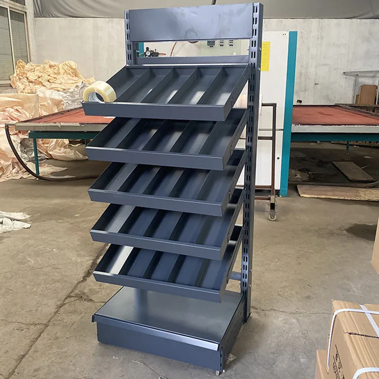 Factory Custom Size Color logo frosted gray hardware store rack pharmacy rack supermarket shelves gondola