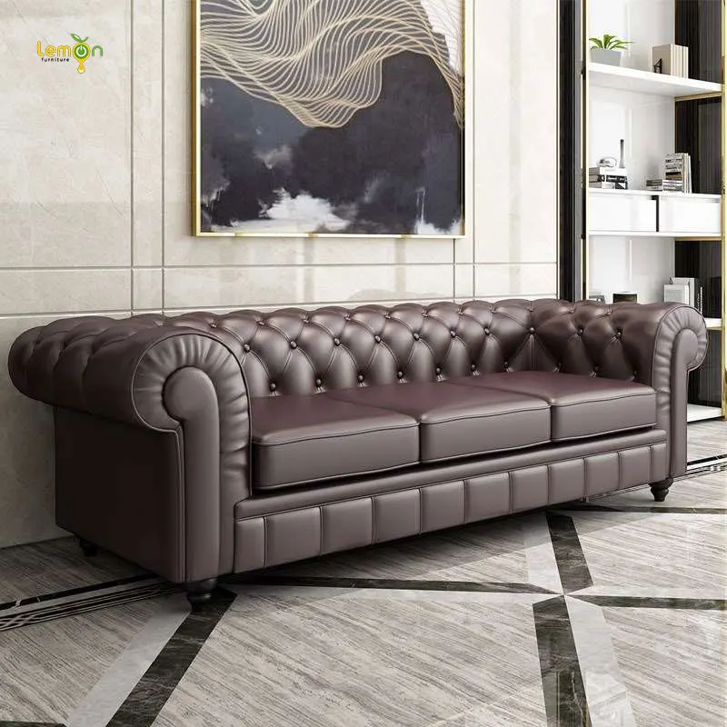 Leather Loveseat Sofa Mid Tufted Century Couch Modern Chesterfield, Antique Look