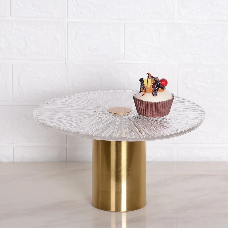 Modern Home Decorative High-End  Brass Hand Stand Glass Fruit Bowl