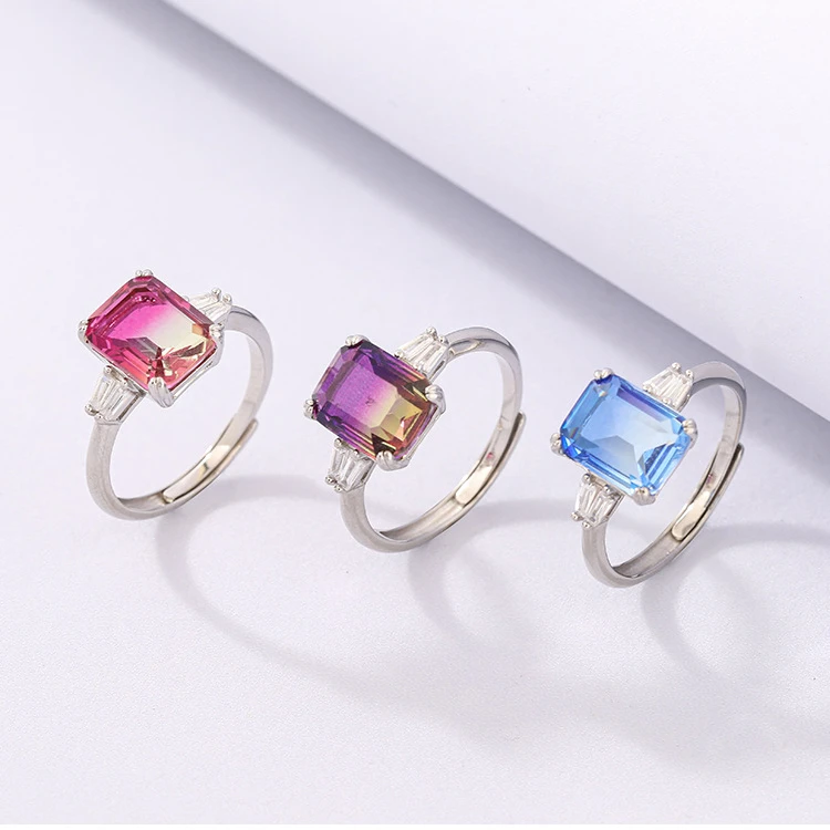 Factory price High Quality classic woman silver jewelry S925 sterling silver blue paraiba stone ring