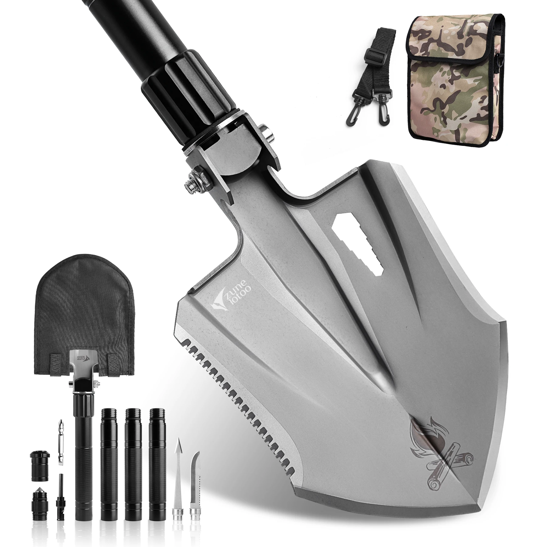 Zunelotoo многофункциональная лопата для выживания из углеродистой стали тактическая Складная кемпинга