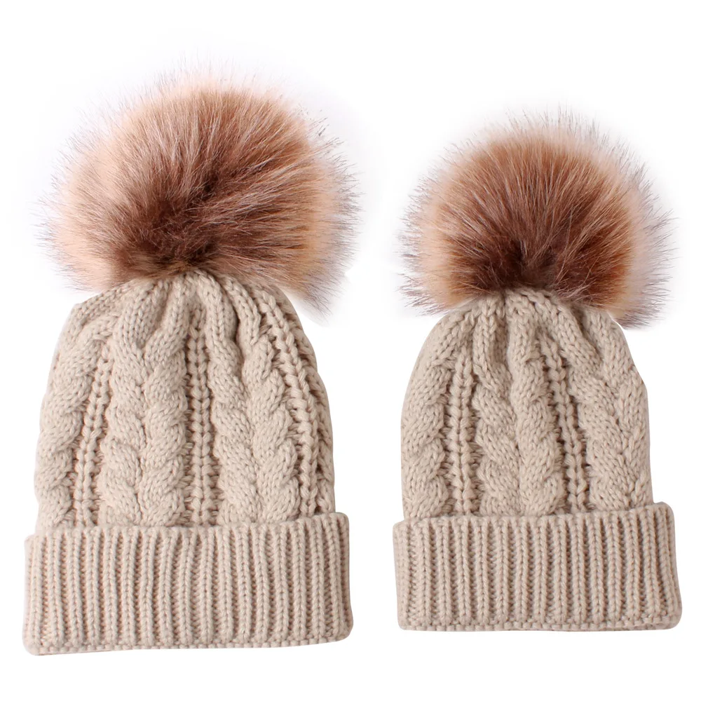 Factory Price News Twist Parent-child Lady Hat Mom Baby Keep Warm Knitted Hat