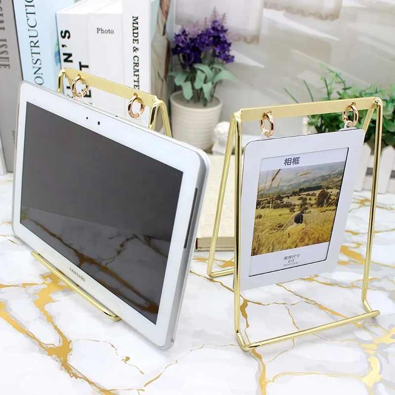 Modern Luxury Metal Desktop Photo Frame New Design Multi-functional Bottom Mobile Phone Holder