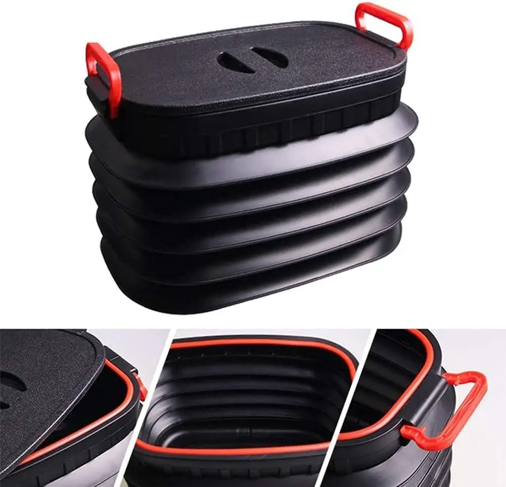 37L Large volume square wash bucket telescopic trash  bin waterproof car garbage can car organizers in car foldable wash bucket