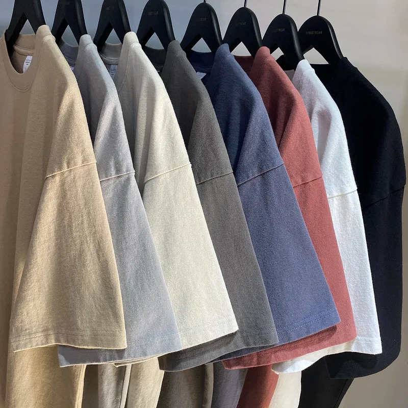 High Quality 100% Cotton Acid Stone Wash 310 gsm Drop Shoulder Heavyweight Custom Blank Vintage Oversized T Shirt for men